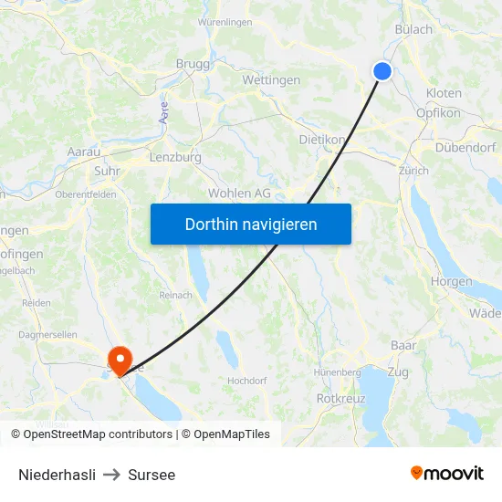 Niederhasli to Sursee map