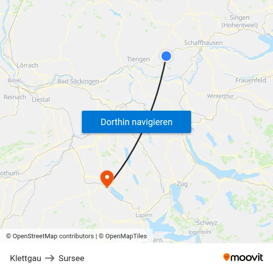 Klettgau to Sursee map