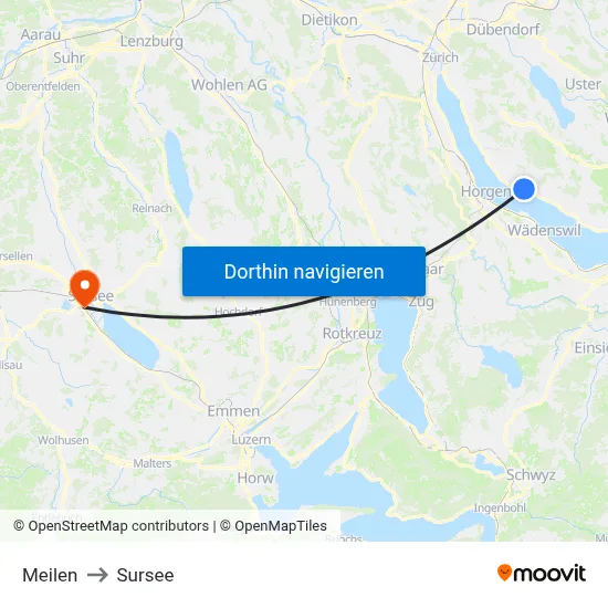 Meilen to Sursee map
