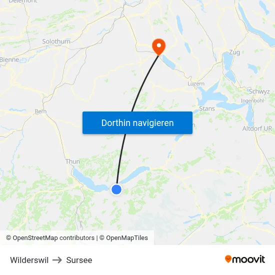 Wilderswil to Sursee map