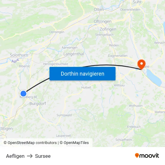 Aefligen to Sursee map