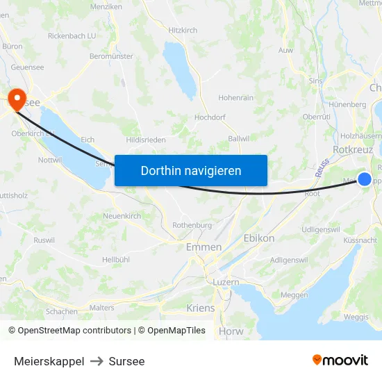 Meierskappel to Sursee map