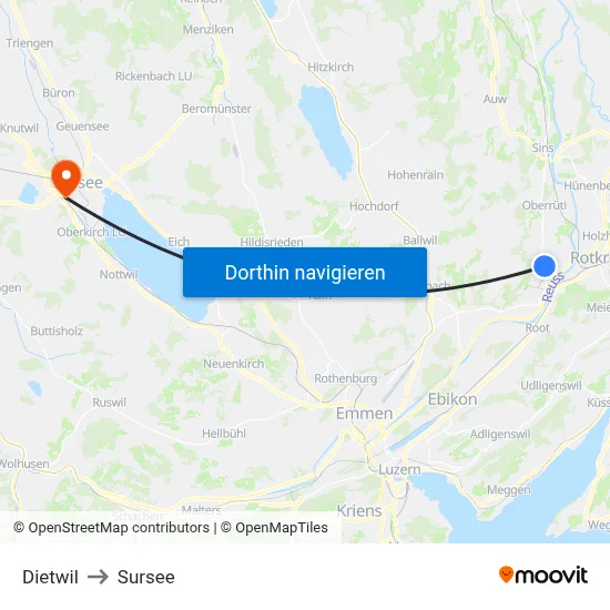Dietwil to Sursee map