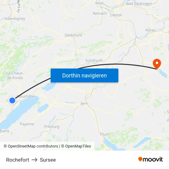 Rochefort to Sursee map