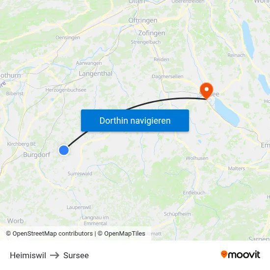 Heimiswil to Sursee map