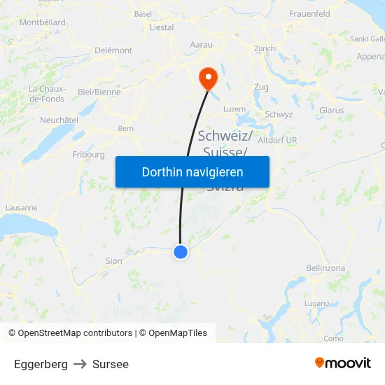 Eggerberg to Sursee map