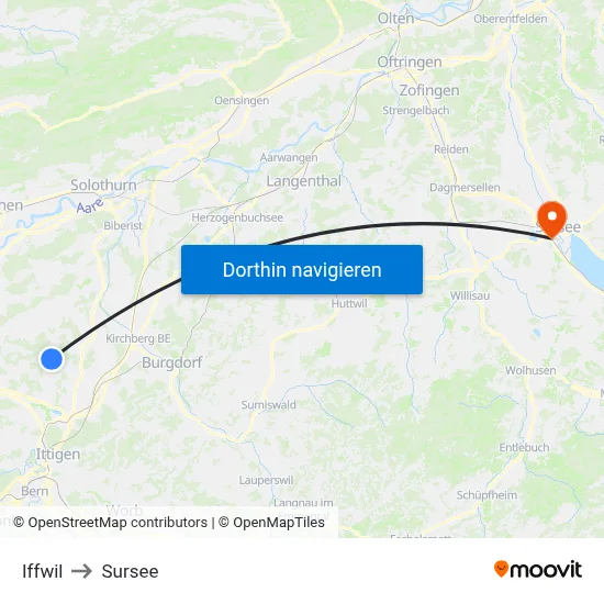 Iffwil to Sursee map