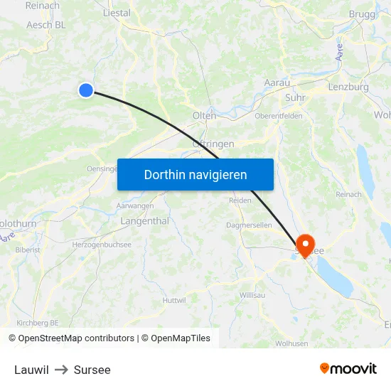 Lauwil to Sursee map