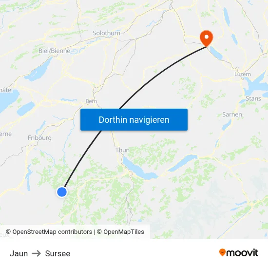 Jaun to Sursee map