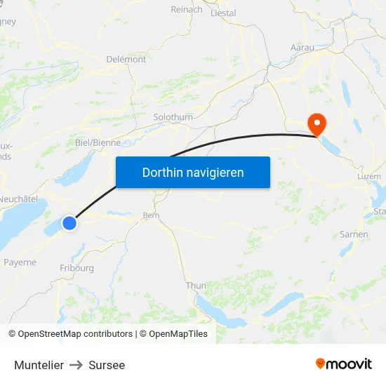 Muntelier to Sursee map
