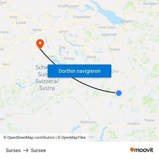 Surses to Sursee map