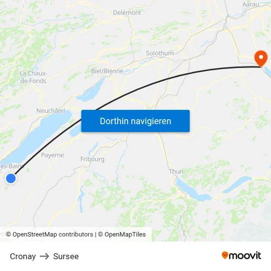 Cronay to Sursee map