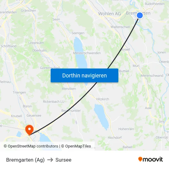 Bremgarten (Ag) to Sursee map