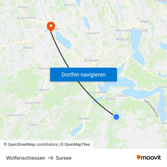 Wolfenschiessen to Sursee map