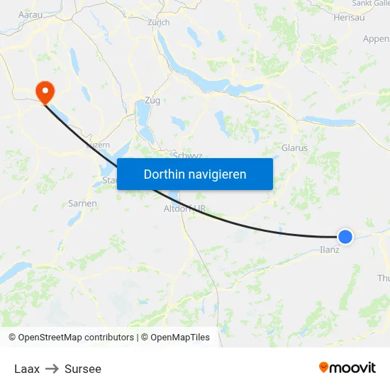 Laax to Sursee map