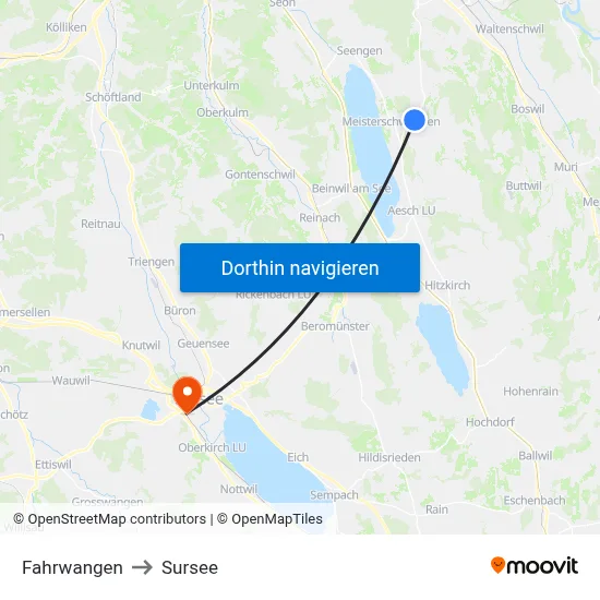 Fahrwangen to Sursee map