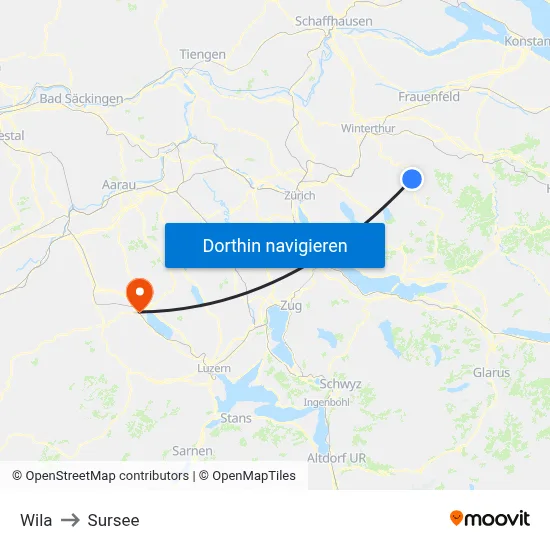 Wila to Sursee map