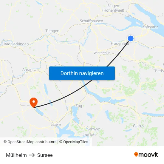 Müllheim to Sursee map