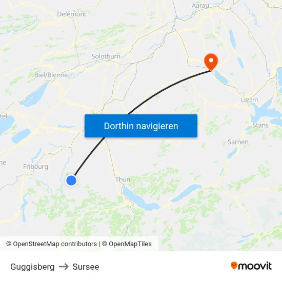 Guggisberg to Sursee map