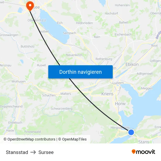 Stansstad to Sursee map
