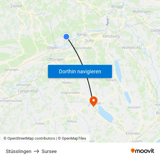 Stüsslingen to Sursee map