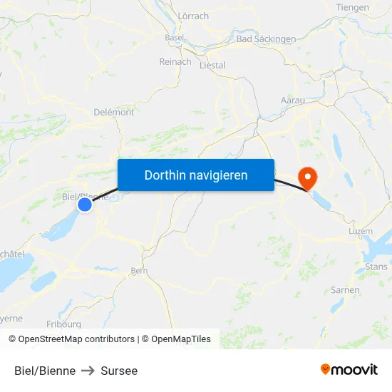 Biel/Bienne to Sursee map