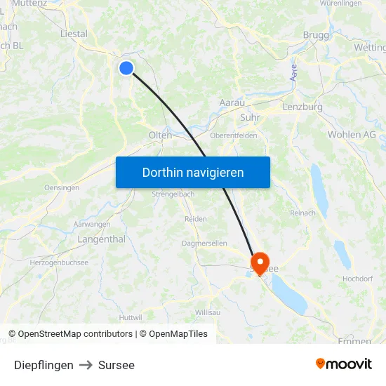 Diepflingen to Sursee map