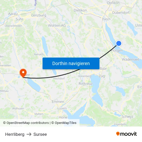 Herrliberg to Sursee map