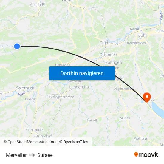Mervelier to Sursee map