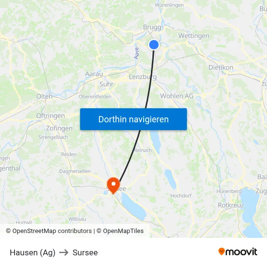 Hausen (Ag) to Sursee map