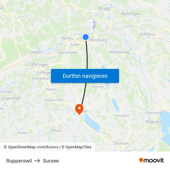 Rupperswil to Sursee map