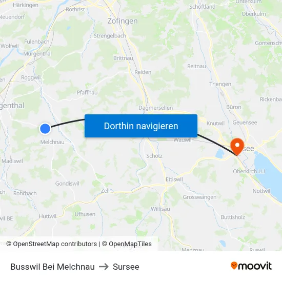 Busswil Bei Melchnau to Sursee map