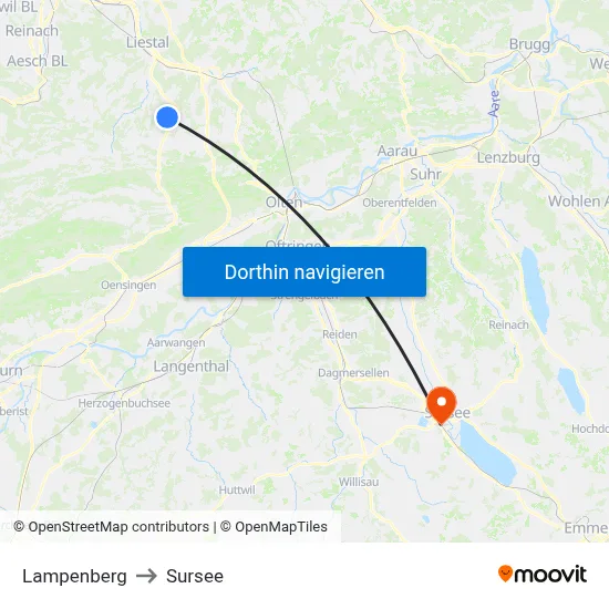 Lampenberg to Sursee map
