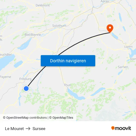 Le Mouret to Sursee map