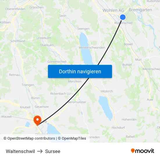 Waltenschwil to Sursee map