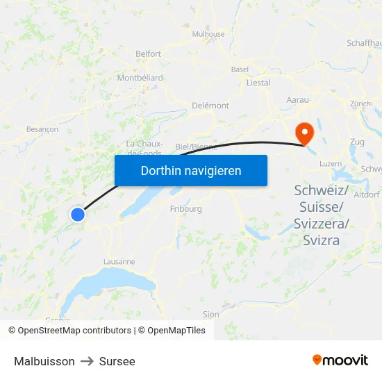 Malbuisson to Sursee map