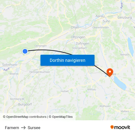 Farnern to Sursee map