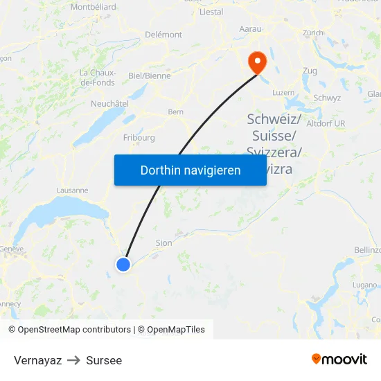 Vernayaz to Sursee map