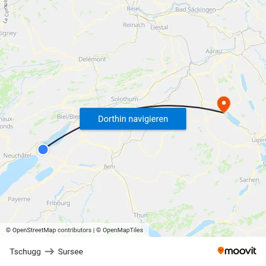 Tschugg to Sursee map