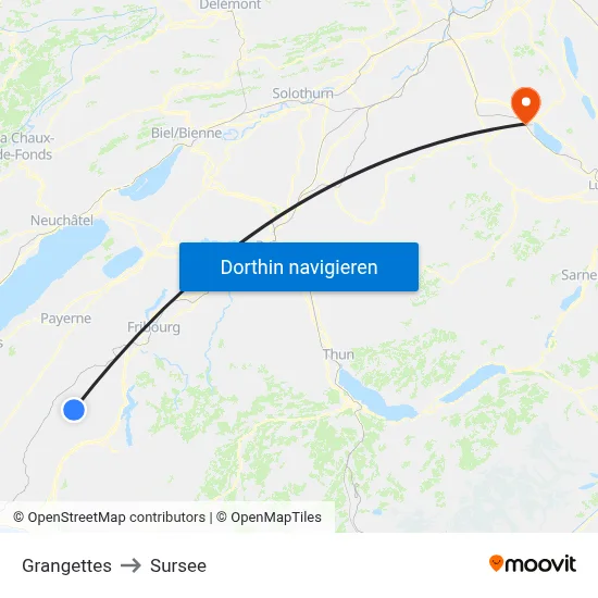 Grangettes to Sursee map