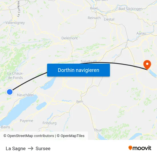 La Sagne to Sursee map