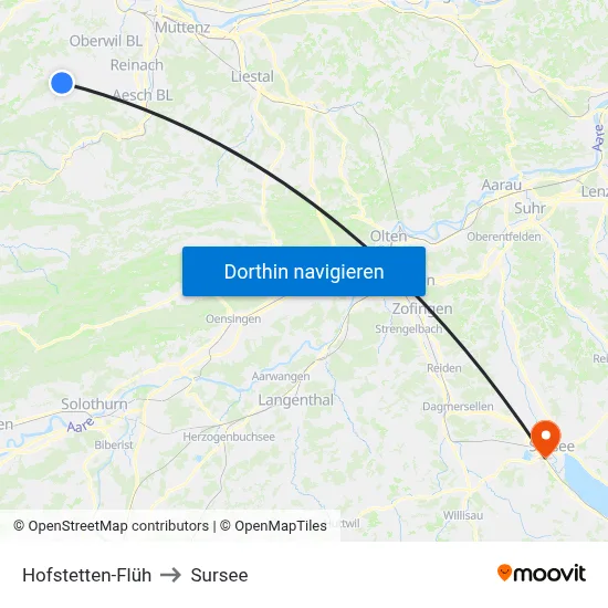 Hofstetten-Flüh to Sursee map