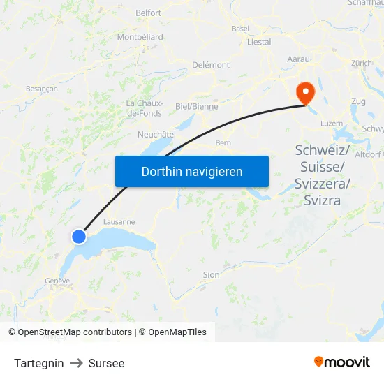 Tartegnin to Sursee map