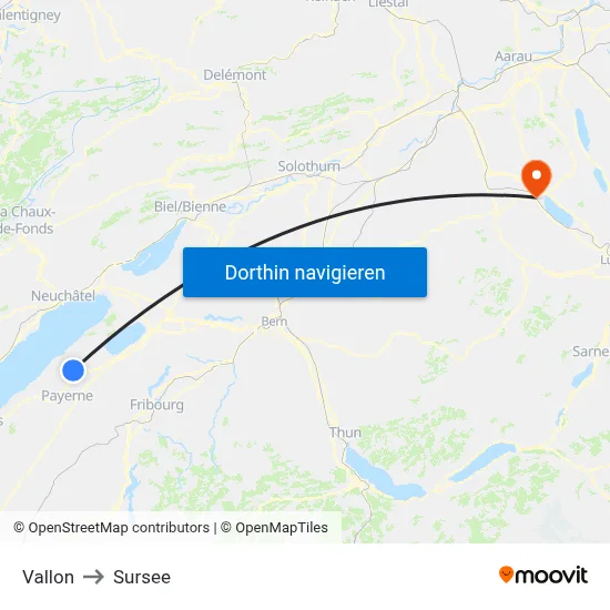 Vallon to Sursee map