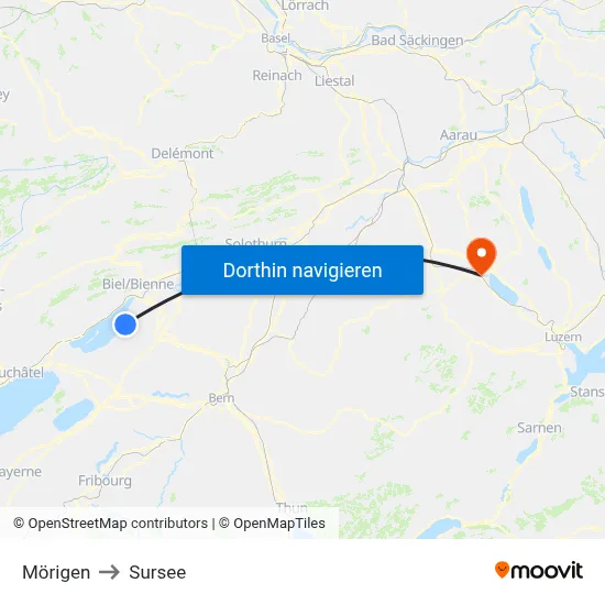Mörigen to Sursee map
