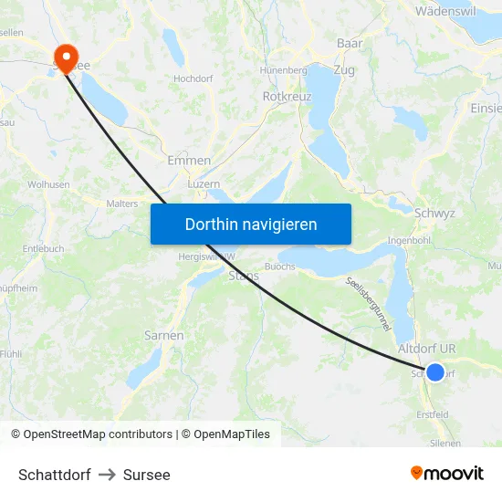 Schattdorf to Sursee map