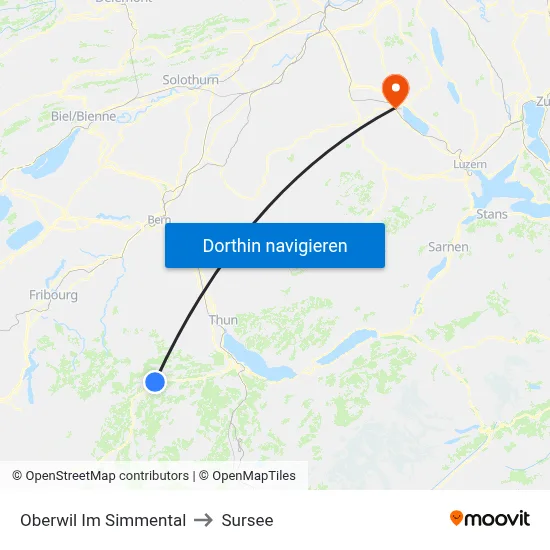 Oberwil Im Simmental to Sursee map