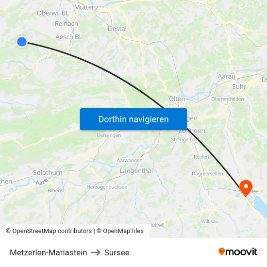 Metzerlen-Mariastein to Sursee map