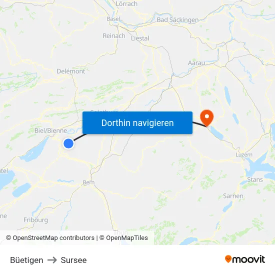 Büetigen to Sursee map