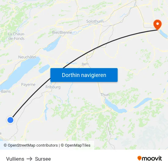 Vulliens to Sursee map